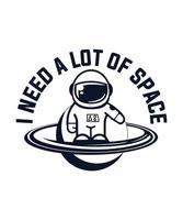 Raum Illustration Logo Vektor T-Shirt Design Astronaut Illustration Design