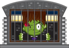 Karikatur unheimlich frankensteins Monster- im Gefängnis Zelle - - gespenstisch Halloween Illustration vektor