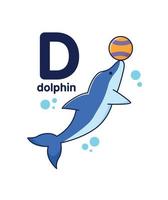 Delfin mit ein Ball. süß Tier. Vektor Illustration Alphabet.