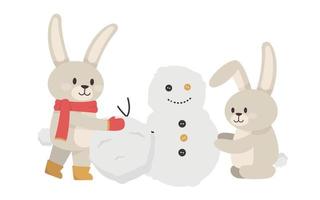 ein Hase formt ein Schneemann. Vektor Illustration mit ein süß Hase