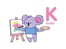 koala målarfärger på duk. vild djur- målare. söt djur. vektor illustration alfabet
