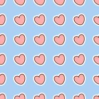 sömlös söt söt mönster av rosa hjärtan på blå bakgrund vektor
