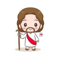 söt Jesus christ tecknad serie karaktär. hand dragen chibi karaktär, klämma konst, klistermärke, isolerat vit bakgrund. kristen bibel för ungar. maskot logotyp ikon vektor konst illustration