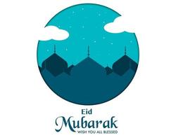 Papierschnitt Stil Eid Mubarak Vektor
