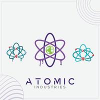 kemisk atom- industrier logotyp uppsättning med malning effekt i modern kreativ minimal stil vektor designe