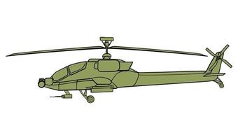 militär helikopter översikt. klotter sida se. färgrik vektor illustration isolerat på vit bakgrund.