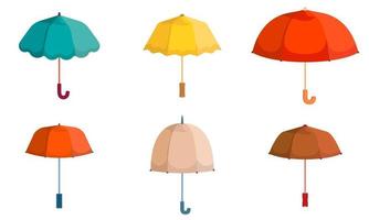 Satz verschiedene Regenschirme. vektor