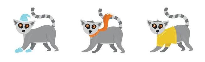 illustration av ett djur- lemur. karaktär lemur vektor