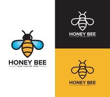honung bi logotyp design på vit bakgrund, vektor illustration.