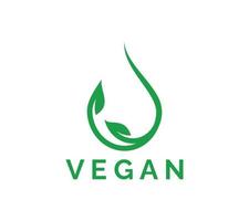 vegan Logo Design auf Weiß Hintergrund, Vektor Illustration.