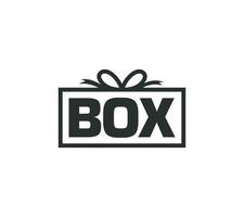 Geschenk Box eben Stil Logo Design Konzept auf Weiß Hintergrund, Vektor Illustration.