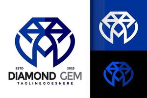 Brief m Diamant Juwel Logo Vektor Symbol Illustration