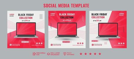 social media posta mall för svart fredag, redigerbar fyrkant baner design, webb baner annonser, Plats för Foto vektor illustration och webb baner annonser vektor