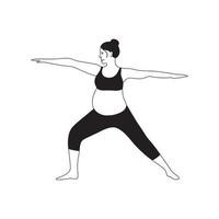 gravid kvinna håller på med yoga träning. asana för hälsa och kropp avslappning. hand dragen illustration isolerat på vit bakgrund. vektor