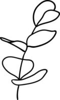 linear botanisch Elemente Blumen und Blätter vektor