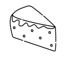 Stück von Kuchen schwarz und Weiß Vektor Linie Illustration, cremig Kuchen Symbol
