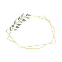 gyllene geometrisk gräns med löv i vattenfärg stil. lyx polygonal gräns för dekoration hjärtans dag, bröllop inbjudningar, hälsning kort. vektor illustration