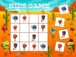 Sudoku Kinder Spiel wild Westen Beere Ranger, Cowboys vektor