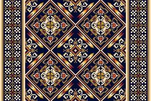 blommig stickat broderi på mörk lila bakgrund.geometrisk etnisk orientalisk mönster traditionell.aztec stil abstrakt vektor illustration.design för textur, tyg, kläder, inslagning, dekoration, halsduk.