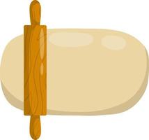 rullande stift och deg. trä- apparat för kök och matlagning. knådning deg. tecknad serie platt illustration. förberedelse av bröd och bakverk vektor