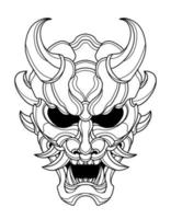 japanische oni-maske teufel handgezeichnete illustration vektor