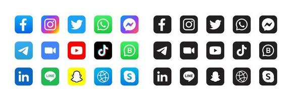 uppsättning sociala medier ikoner vektor