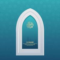 islamic hälsning eid mubarak kort fyrkant bakgrund svart guld Färg design för islamic fest vektor