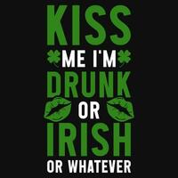 kyss mig irländsk dricka irländsk st patrick dag tshirt design vektor