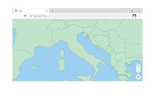 Browser Fenster mit Karte von Vatikan Stadt, suchen Vatikan Stadt im Internet. vektor