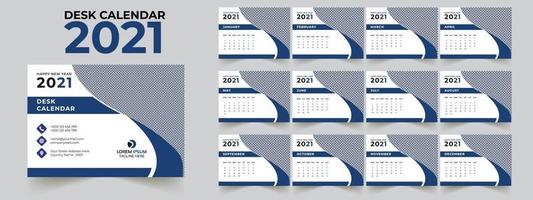 Tischkalender 2021 Vorlagensatz von 12 Monaten vektor