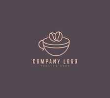 illustration av kaffe affär bönor och löv med linje konst i en minimalistisk stil logotyp mall premie vektor