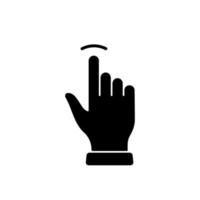 Tippen Sie auf Geste, Handcursor der schwarzen Silhouette der Computermaus. Klicken Sie doppelt auf den Touch-Swipe-Punkt auf dem Schild der Cyberspace-Website. Zeigerfinger-Glyphen-Piktogramm. isolierte Vektorillustration. vektor
