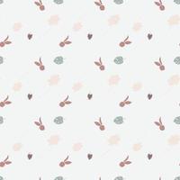 sömlösa mönster med kanin, kanin, blad och blomma. vektor