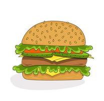 burger platt vektor illustration