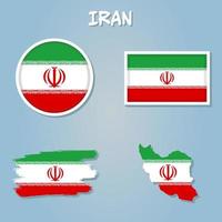 iran detaljerad Karta med flagga av Land, målad i vattenfärg måla färger i de nationell flagga. vektor