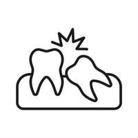 krokig tänder linje ikon. visdom tand problem linjär piktogram. medicinsk malocklusion. oral vård. tandvård översikt symbol. dental behandling tecken. redigerbar stroke. isolerat vektor illustration.