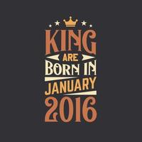 König sind geboren im Januar 2016. geboren im Januar 2016 retro Jahrgang Geburtstag vektor