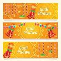 glückliche gudi padwa bannersammlung vektor