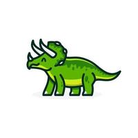 Triceratops Logo Symbol, Lächeln prähistorisch Tier oder Dinosaurier, Vektor Illustration von süß Karikatur Dino Charakter zum Kinder und Schrott Buch