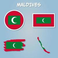 Karte von Malediven mit National Flagge Symbol Vektor Symbol.