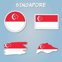 skiktad redigerbar vektor illustration Land Karta av Singapore.