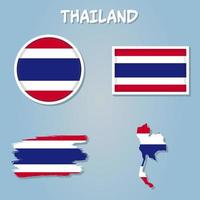 thailand flagga Karta. Karta av de rike av thailand med de thai Land baner. vektor