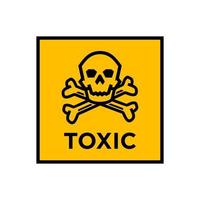 giftig Symbol mit Schädel und gekreuzte Knochen auf ein Gelb Platz Hintergrund. Achtung giftig Gefahr Warnung Symbol Vektor Illustration