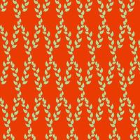 Muster Geäst mit Grün Blätter auf Orange Hintergrund. zum Stoffe, Hintergrund , Mauer Papier, Verpackung, Poster oder Banner. Vektor Illustration