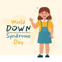 kleines glückliches Mädchen mit Down-Syndrom. Welt-Down-Syndrom-Tag. vektor