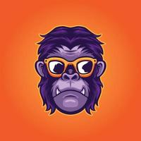 Affe Affe mit Brille Logo, cool Logo Design vektor