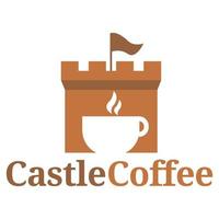 modern eben Design einfach minimalistisch Schloss Königreich Kaffee Cafe Logo Symbol Design Vorlage Vektor mit modern Illustration Konzept Stil zum Cafe, Kaffee Geschäft, Restaurant, Abzeichen, Emblem und Etikette