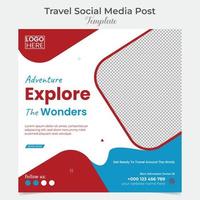 resa och turism social media posta och fyrkant flygblad posta baner mall design vektor