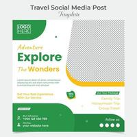 Urlaub Reisen und Tour Sozial Medien Post und Platz Flyer Post Banner Vorlage Design vektor