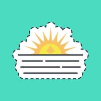 klistermärke linje skära soluppgång. väder element symbol. Bra för grafik, webb, smartphone app, affischer, infografik, logotyp, tecken, etc. vektor